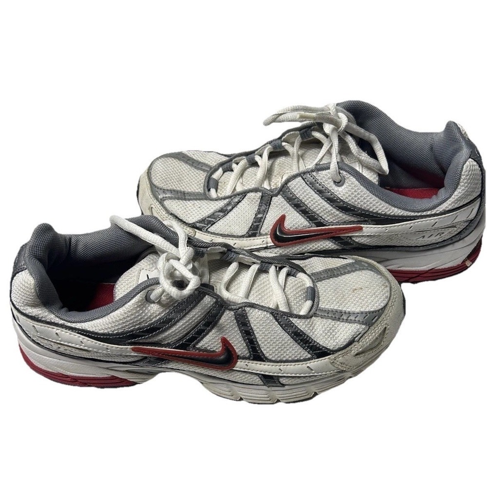 Nike Air Running Shoes Mens 8 White Silver Red Flawed Vintage Y2K 318284-102